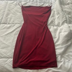 wine red mini bodycon dress